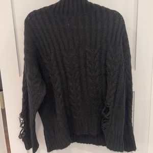 SUPERDOWN distressed black turtleneck